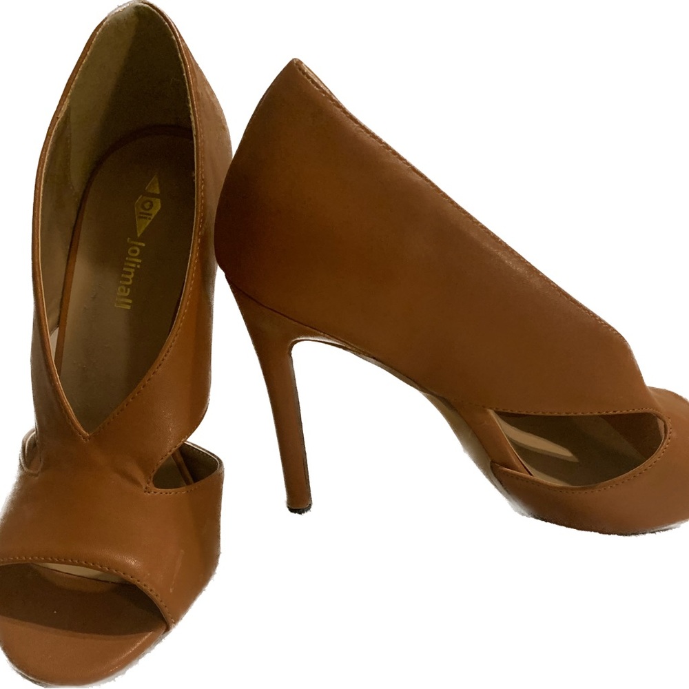 Brown peep toe heel